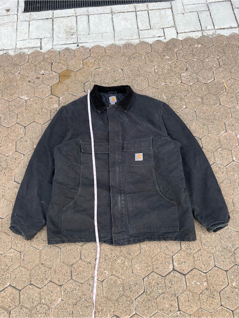 2000s Carhartt Black Duck Work Jacket with Corduroy Collar